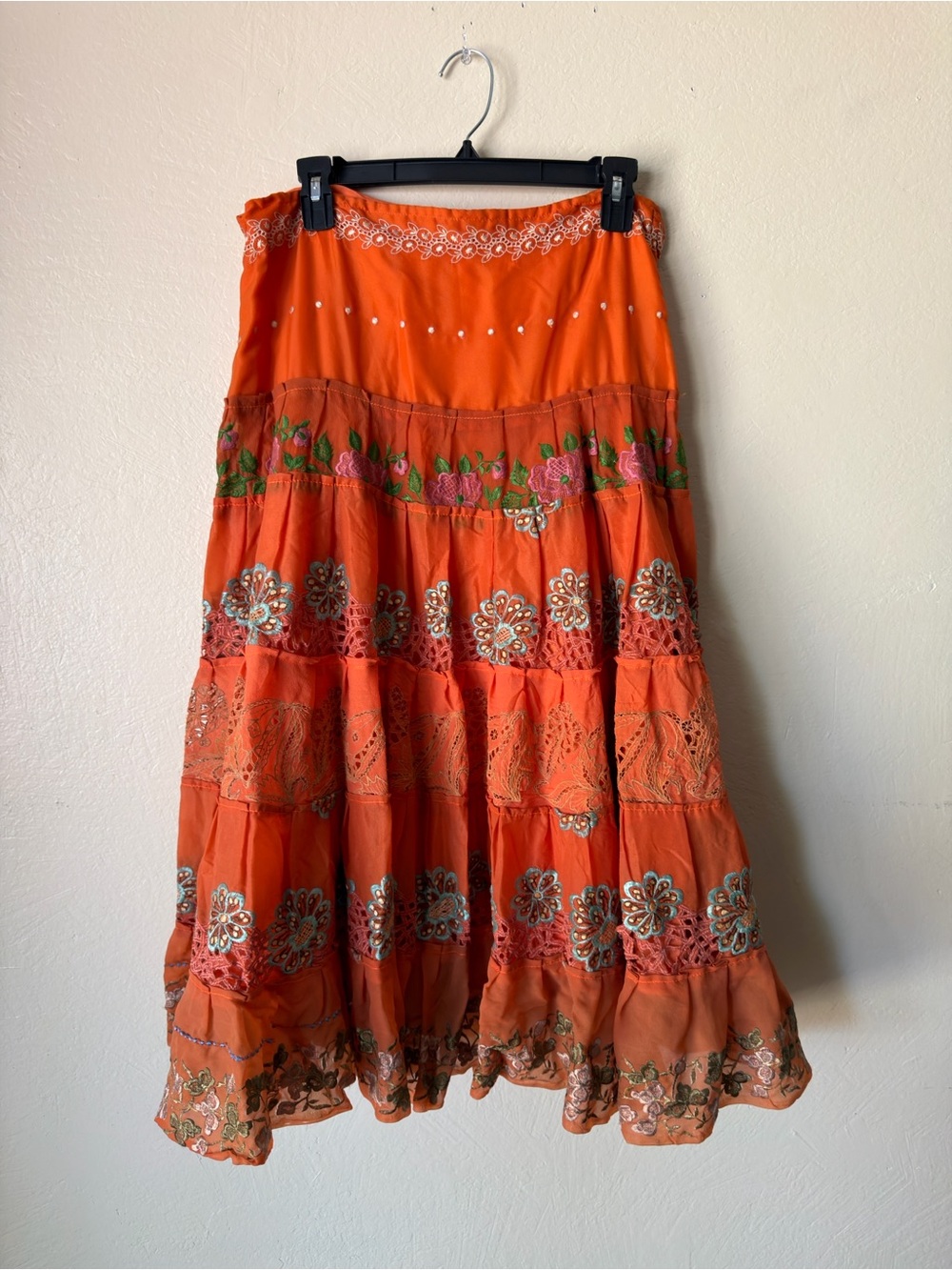 Juliet Dunn London embroidered colorful skirt tiered small